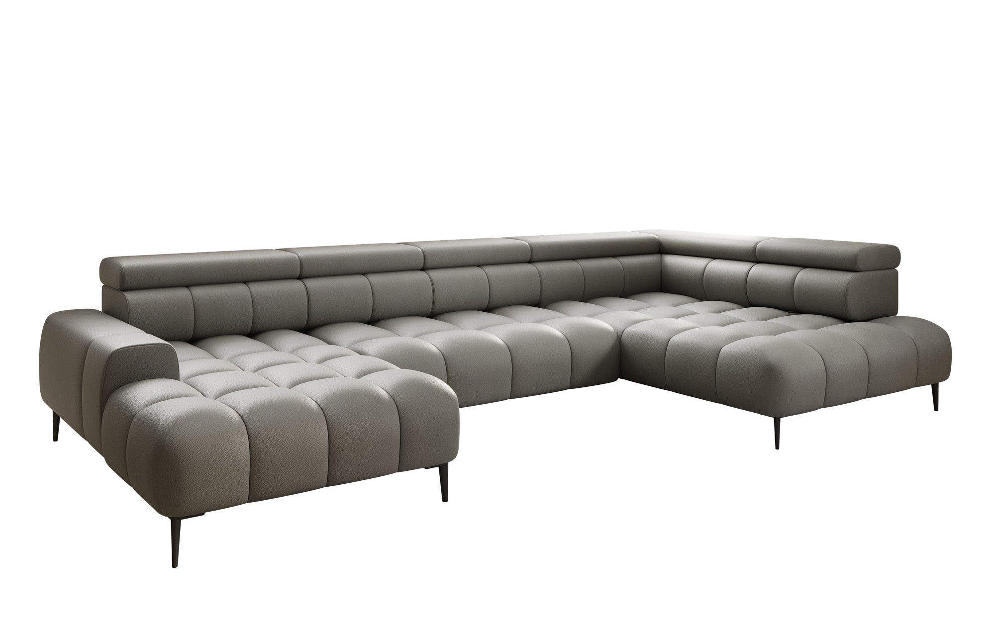 Designer sofa Ceora U with electric sleeping function and adjustable backrest in genuine leather