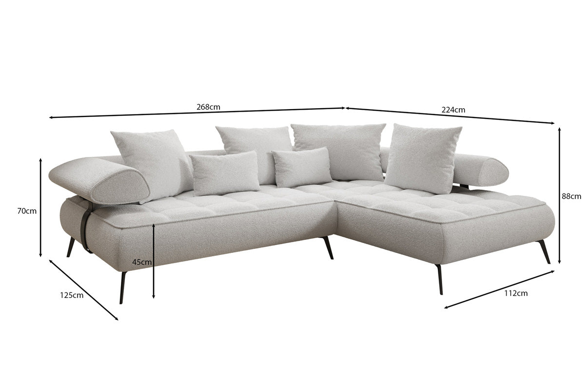 Designer Sofa Sydney L Bouclé with electric sleeping function