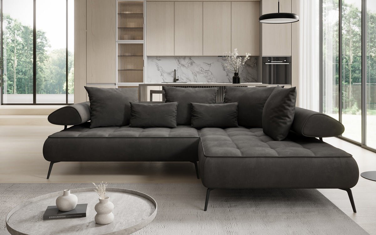 Designer Sofa Sydney L velvet with electric sleeping function