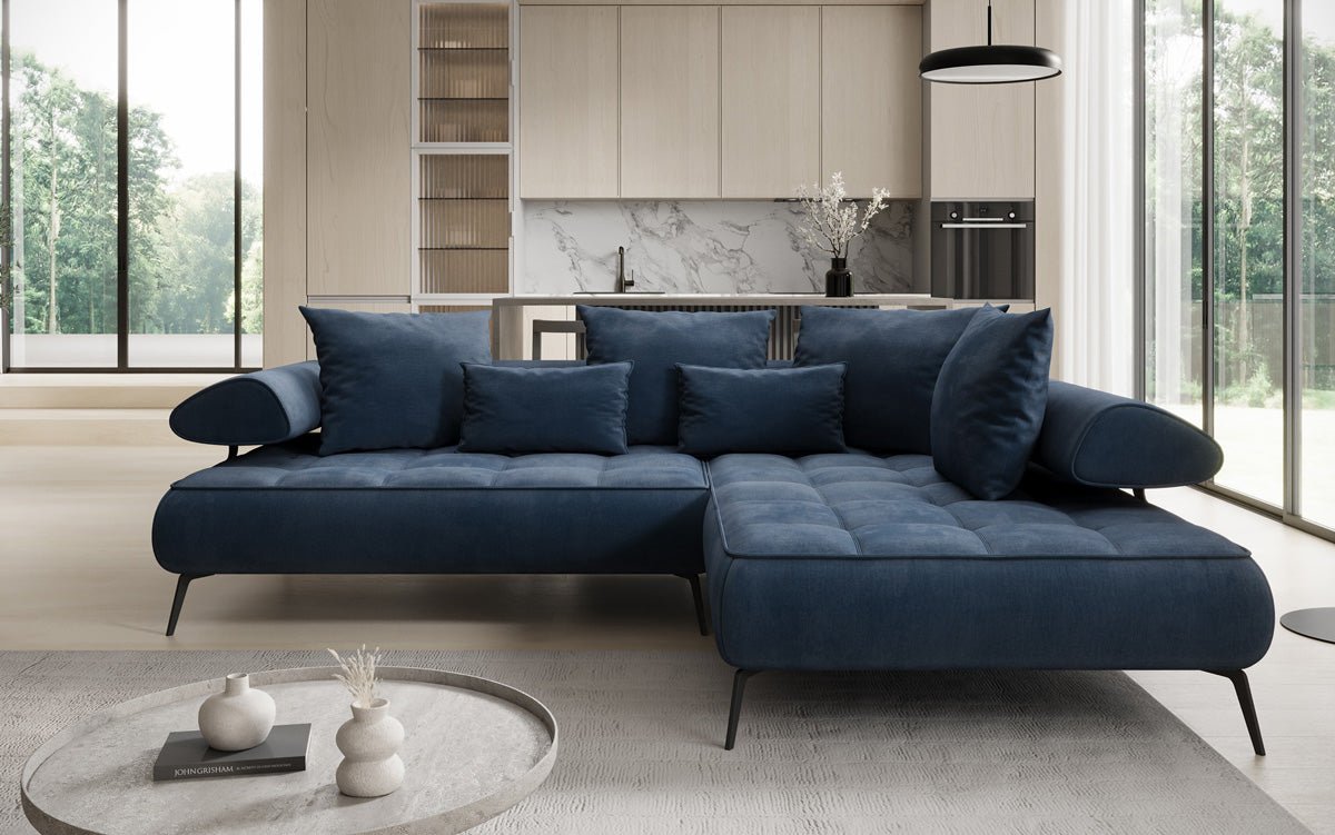 Designer Sofa Sydney L velvet with electric sleeping function