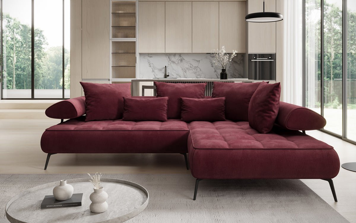Designer Sofa Sydney L velvet with electric sleeping function