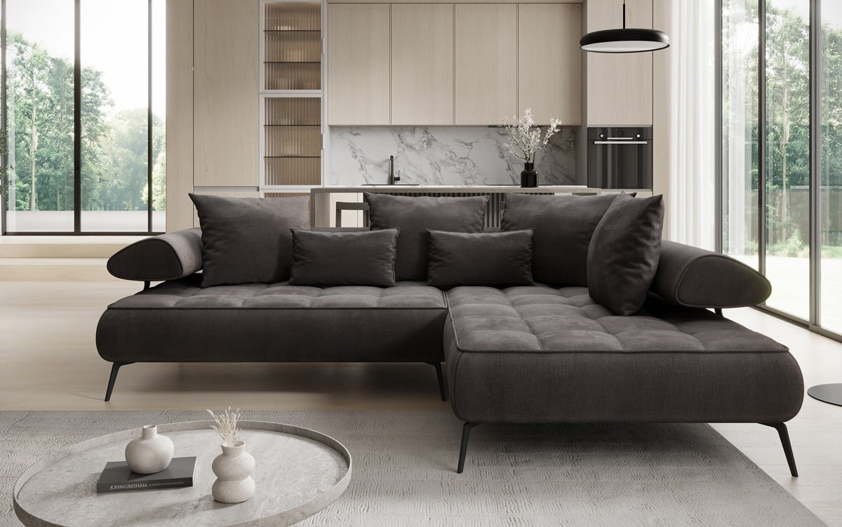 Designer Sofa Sydney L velvet with electric sleeping function
