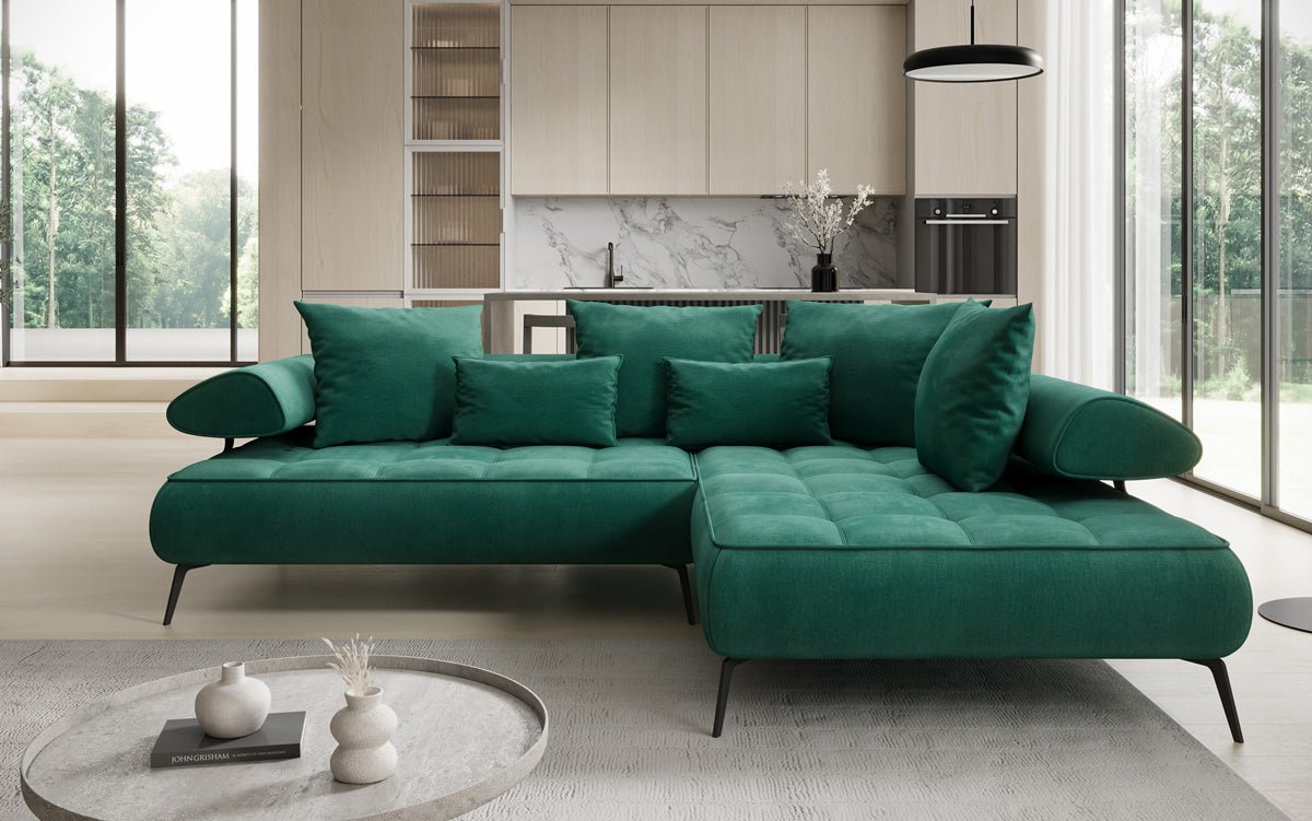 Designer Sofa Sydney L velvet with electric sleeping function