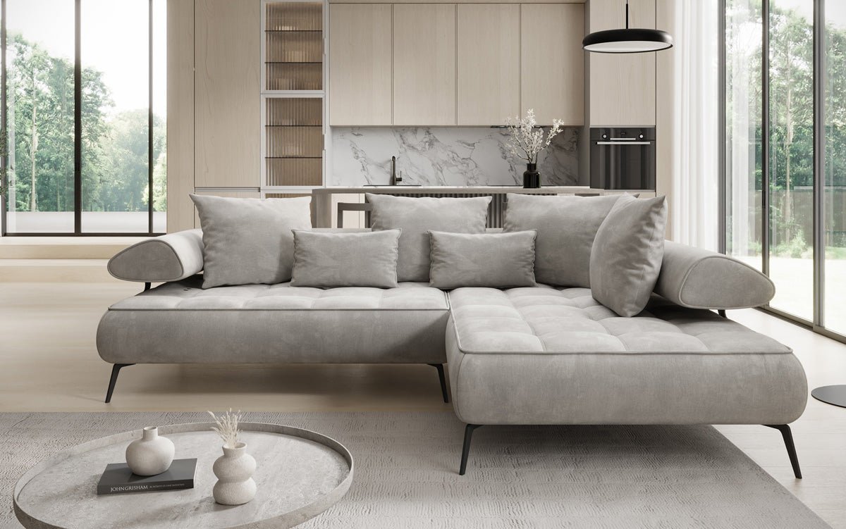 Designer Sofa Sydney L velvet with electric sleeping function