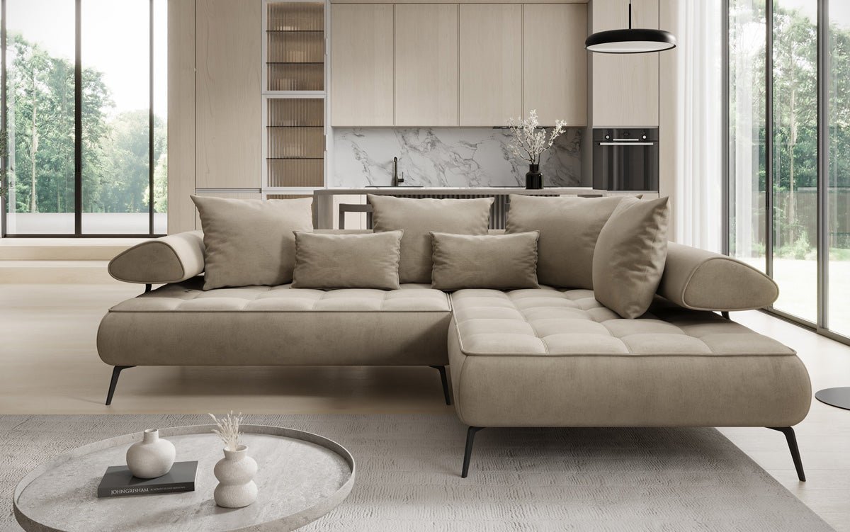 Designer Sofa Sydney L velvet with electric sleeping function