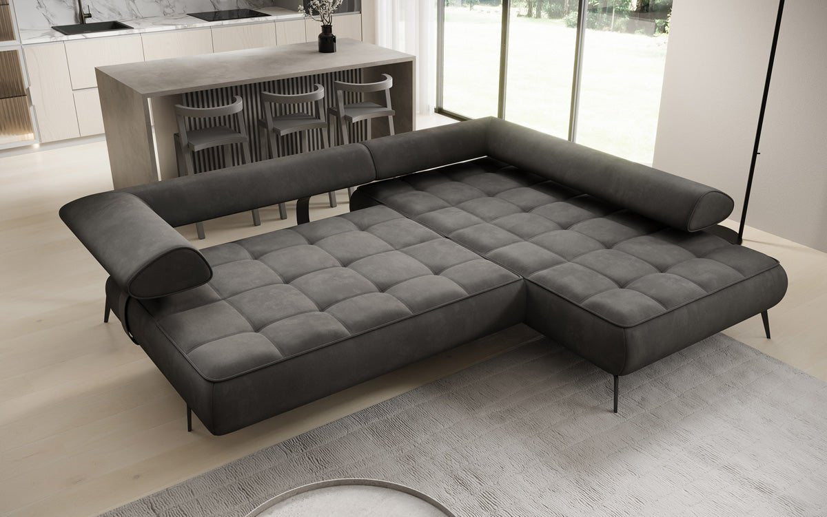 Designer Sofa Sydney L velvet with electric sleeping function