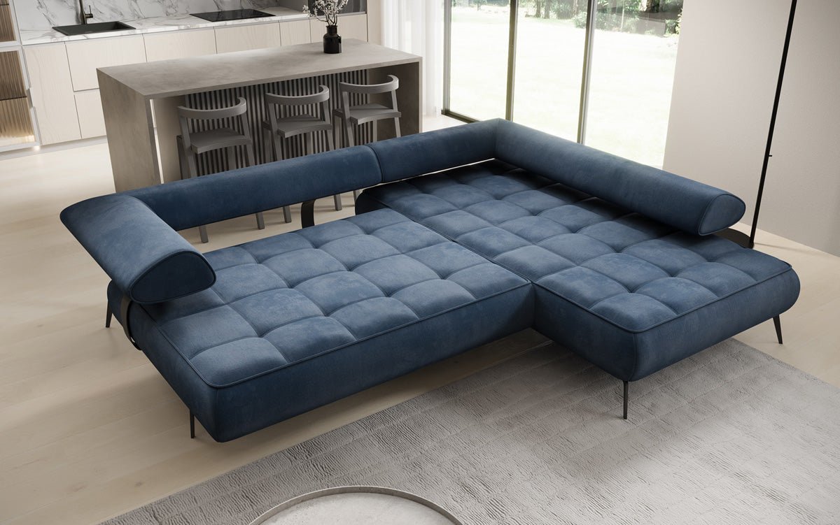 Designer Sofa Sydney L velvet with electric sleeping function