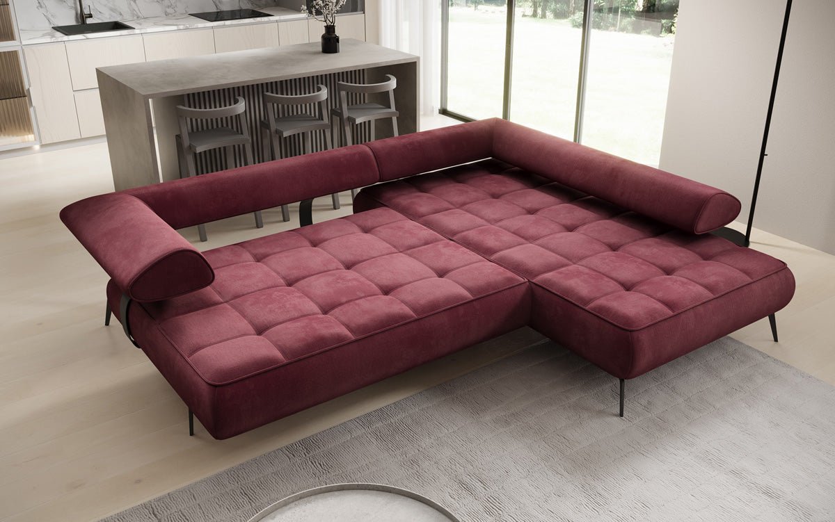Designer Sofa Sydney L velvet with electric sleeping function