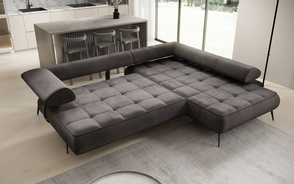 Designer Sofa Sydney L velvet with electric sleeping function