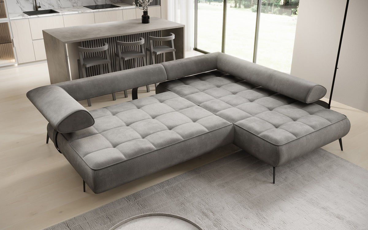 Designer Sofa Sydney L velvet with electric sleeping function