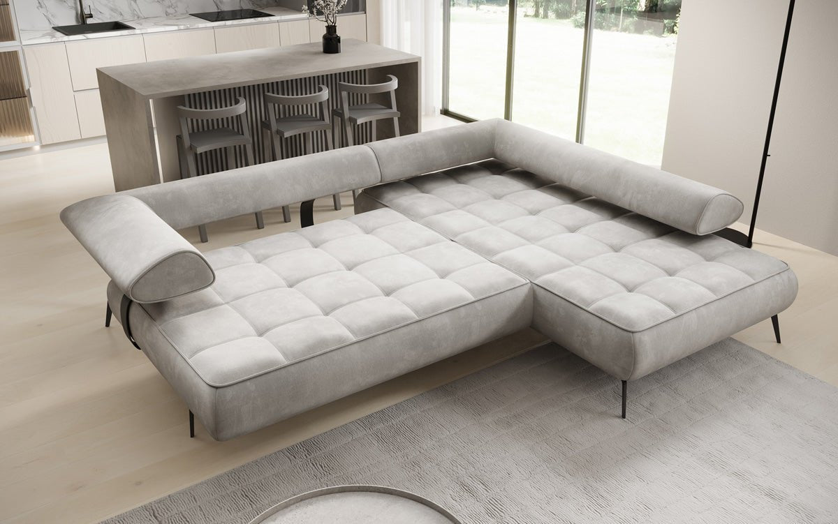 Designer Sofa Sydney L velvet with electric sleeping function