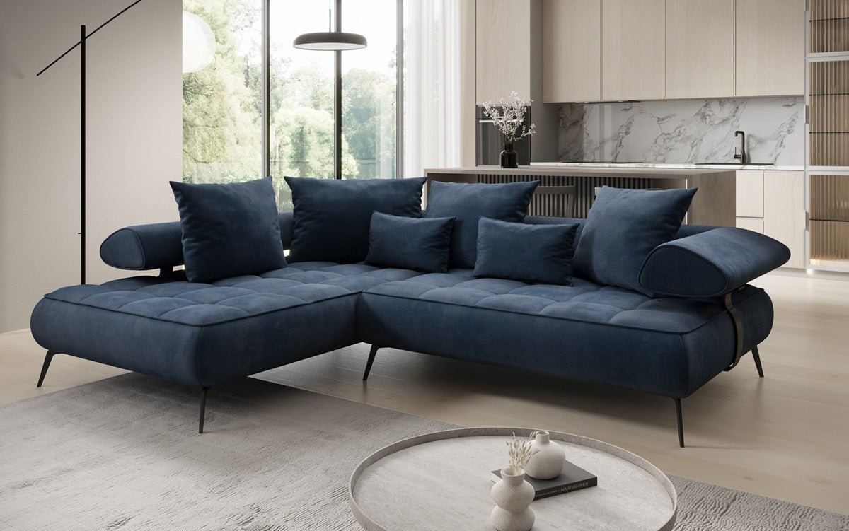 Designer Sofa Sydney L velvet with electric sleeping function