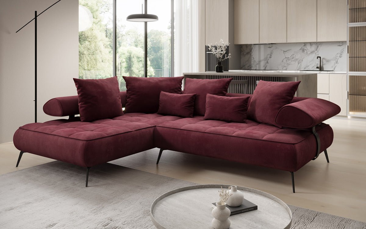 Designer Sofa Sydney L velvet with electric sleeping function