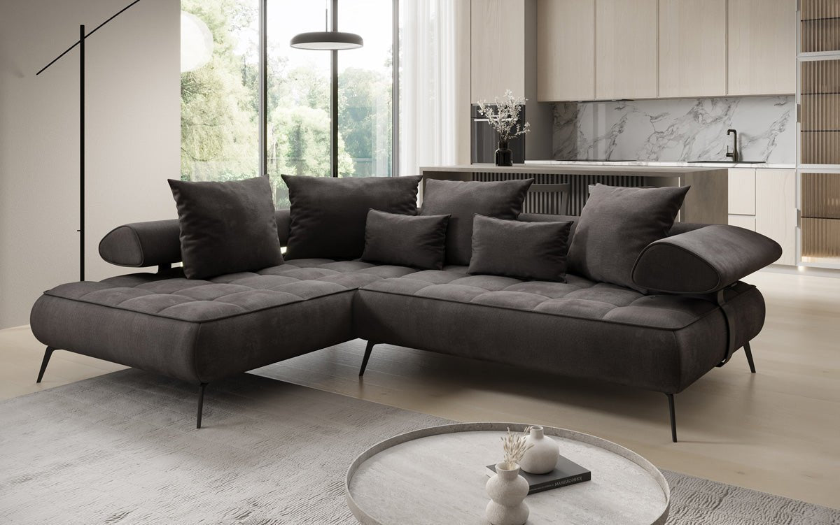 Designer Sofa Sydney L velvet with electric sleeping function