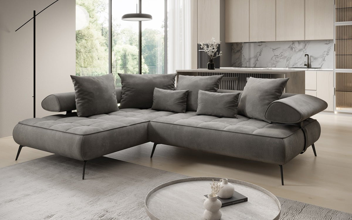 Designer Sofa Sydney L velvet with electric sleeping function
