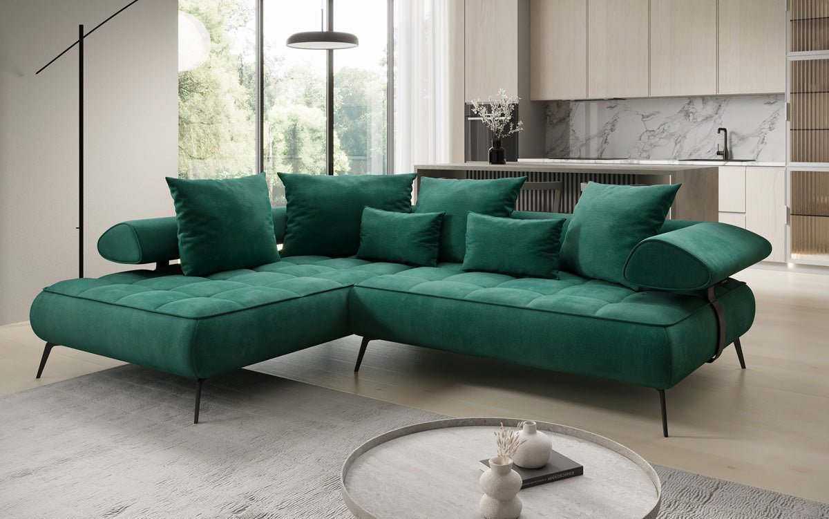 Designer Sofa Sydney L velvet with electric sleeping function