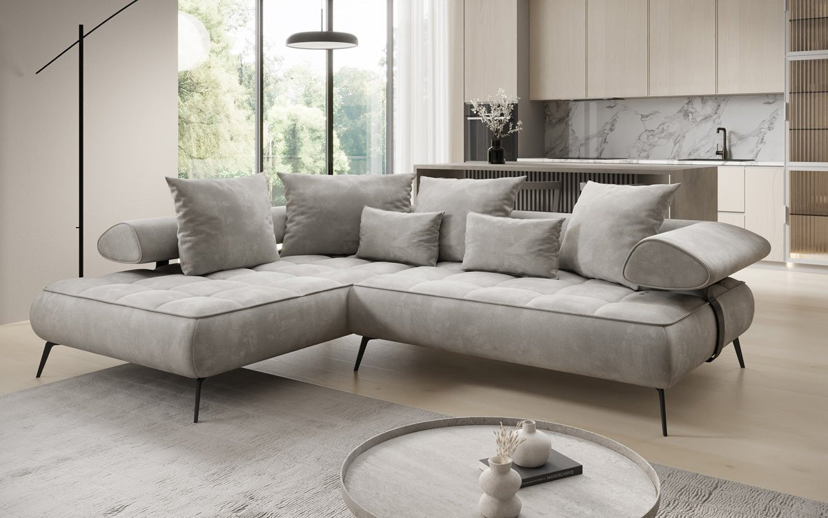 Designer Sofa Sydney L Samt mit elektrischer Schlaffunktion