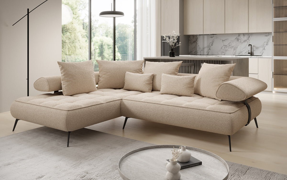 Designer Sofa Sydney L Bouclé with electric sleeping function