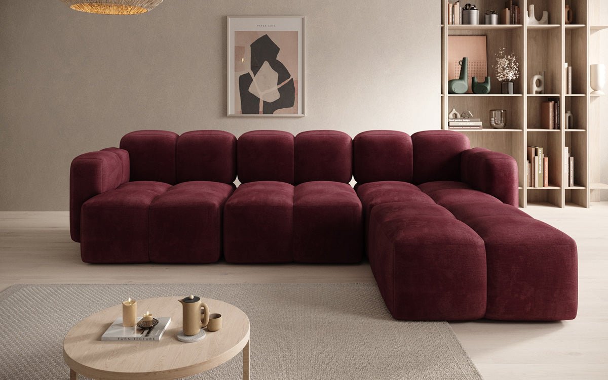 Designer L-shaped Sofa Celly in Velvet