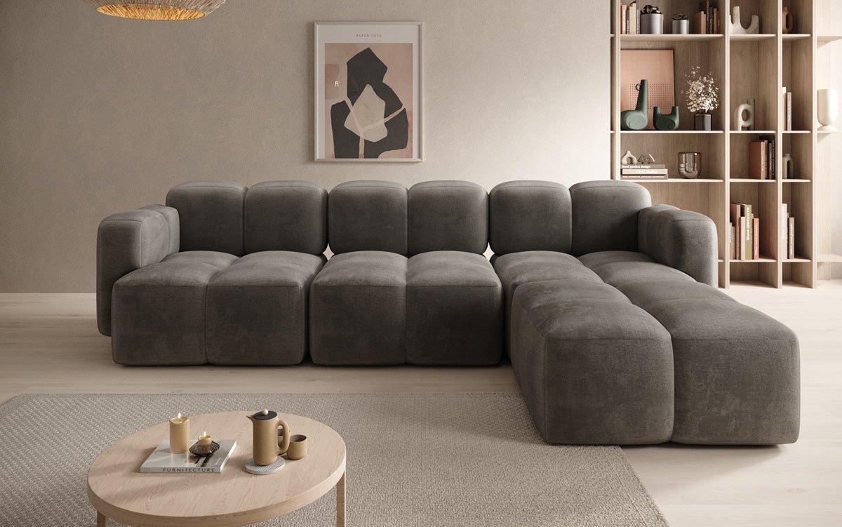 Designer L-shaped Sofa Celly in Velvet
