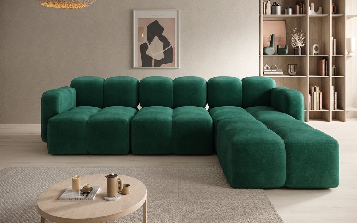 Designer L-shaped Sofa Celly in Velvet