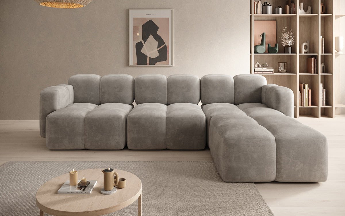 Designer L-shaped Sofa Celly in Velvet