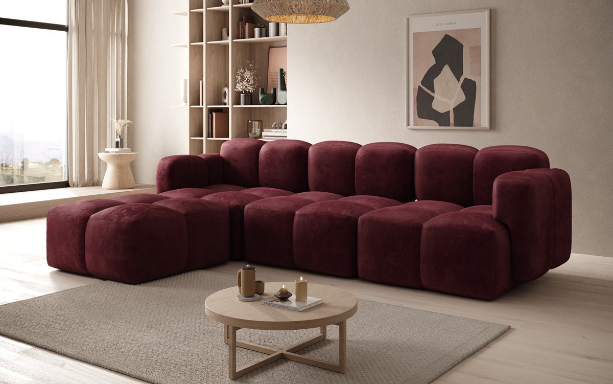 Designer L-shaped Sofa Celly in Velvet