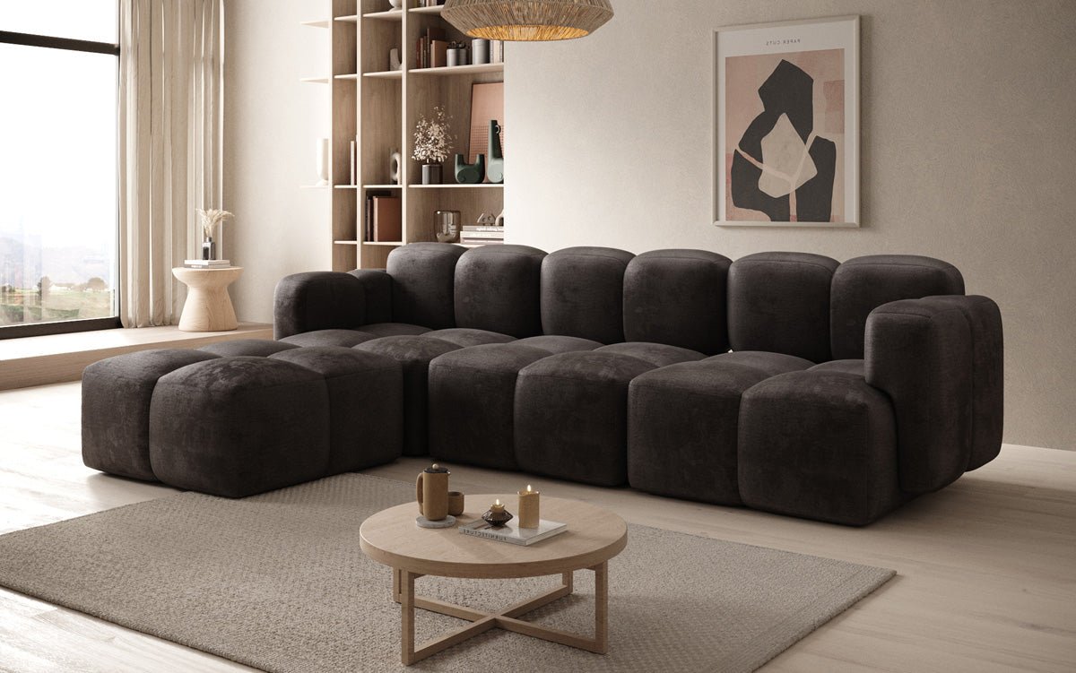 Designer L-shaped Sofa Celly in Velvet