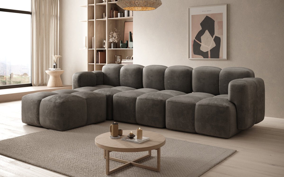 Designer L-shaped Sofa Celly in Velvet