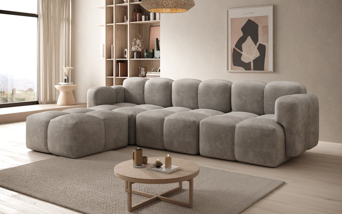 Designer L-shaped Sofa Celly in Velvet