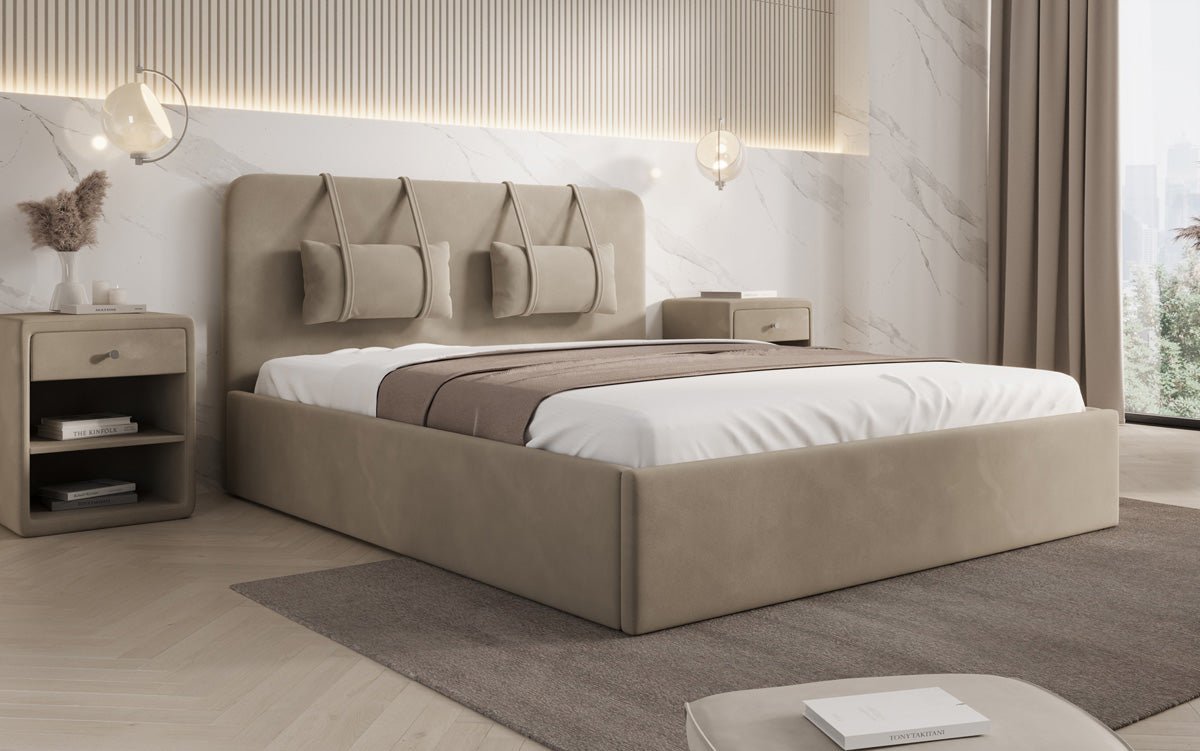 Designer Upholstered Bed Alma in Velvet with Storage