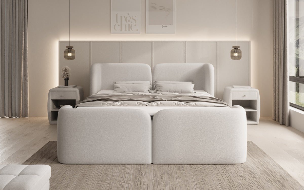 Box spring bed Riva Bouclé with storage space