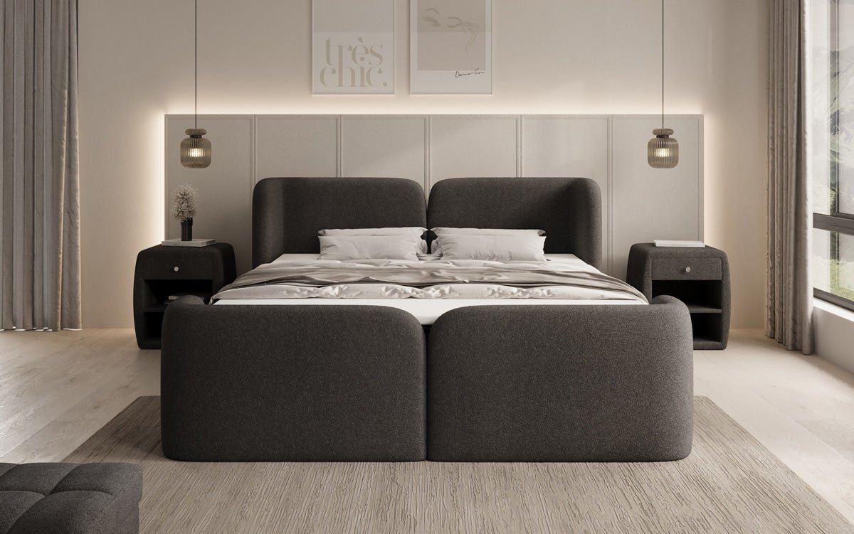 Box spring bed Riva Bouclé with storage space