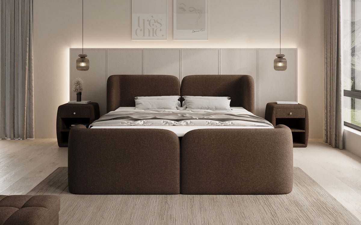 Box spring bed Riva Bouclé with storage space