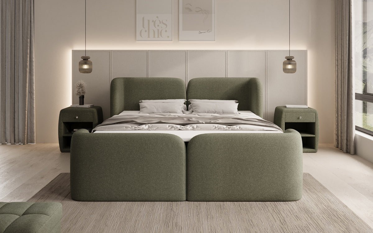 Box spring bed Riva Bouclé with storage space