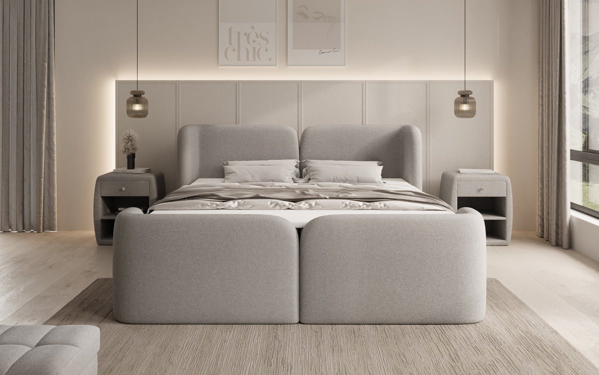 Box spring bed Riva Bouclé with storage space