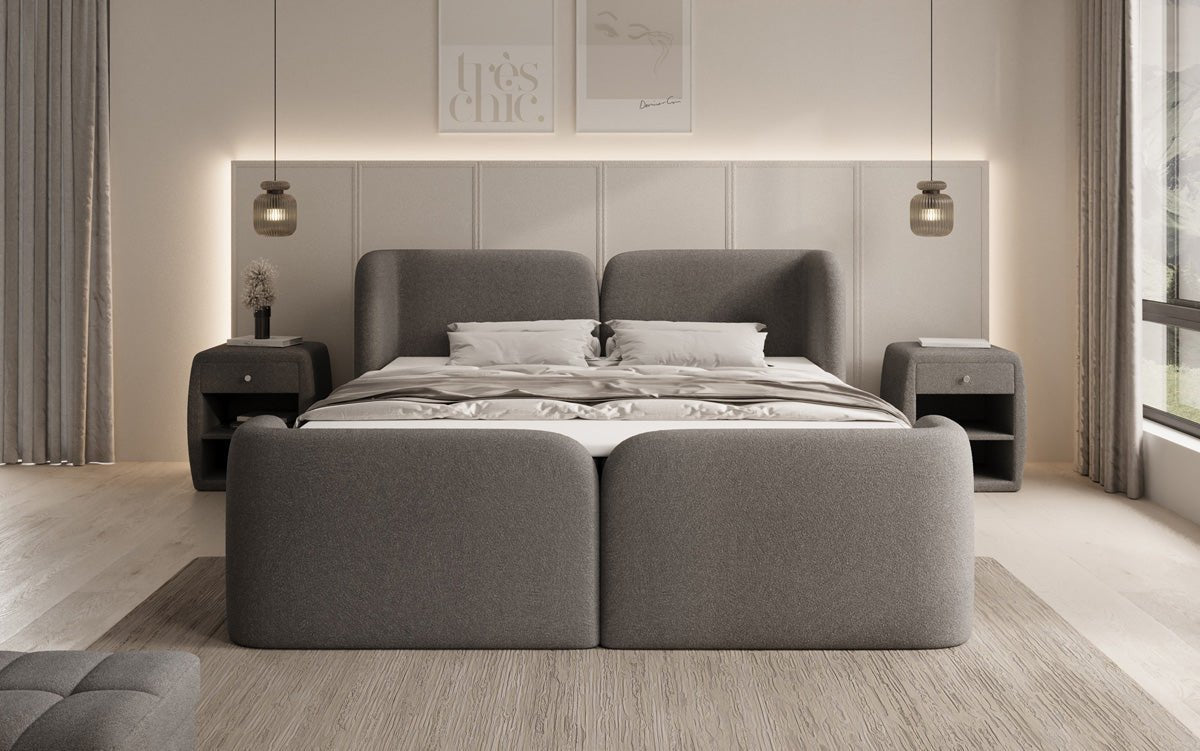 Box spring bed Riva Bouclé with storage space