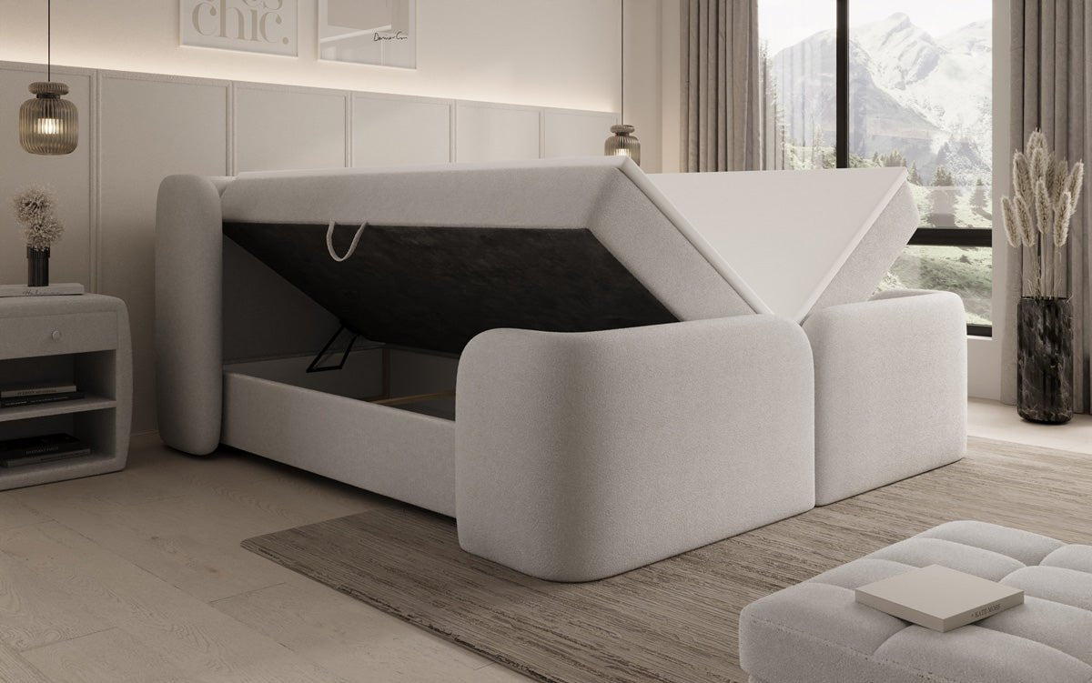 Box spring bed Riva Bouclé with storage space