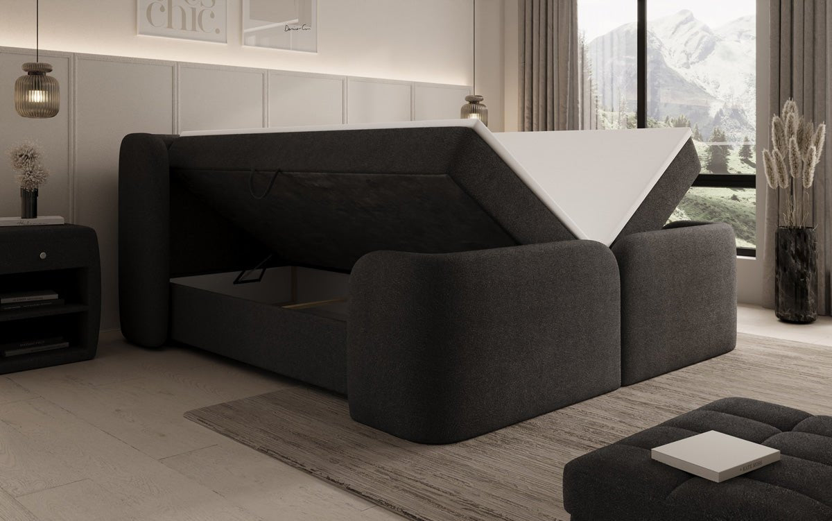 Box spring bed Riva Bouclé with storage space