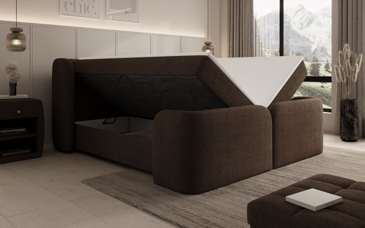 Box spring bed Riva Bouclé with storage space