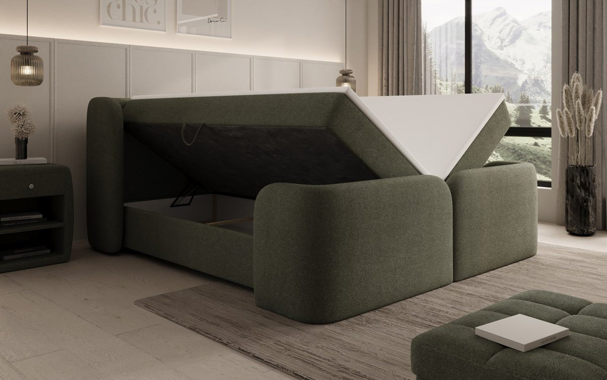 Box spring bed Riva Bouclé with storage space
