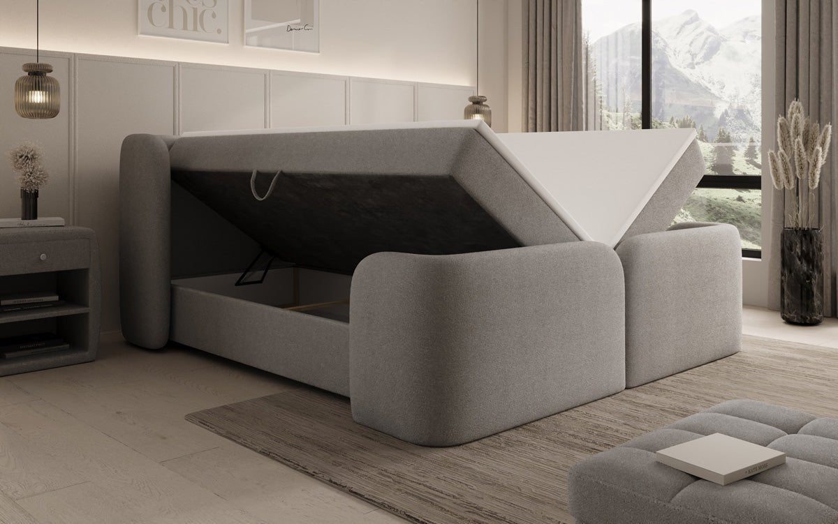 Box spring bed Riva Bouclé with storage space