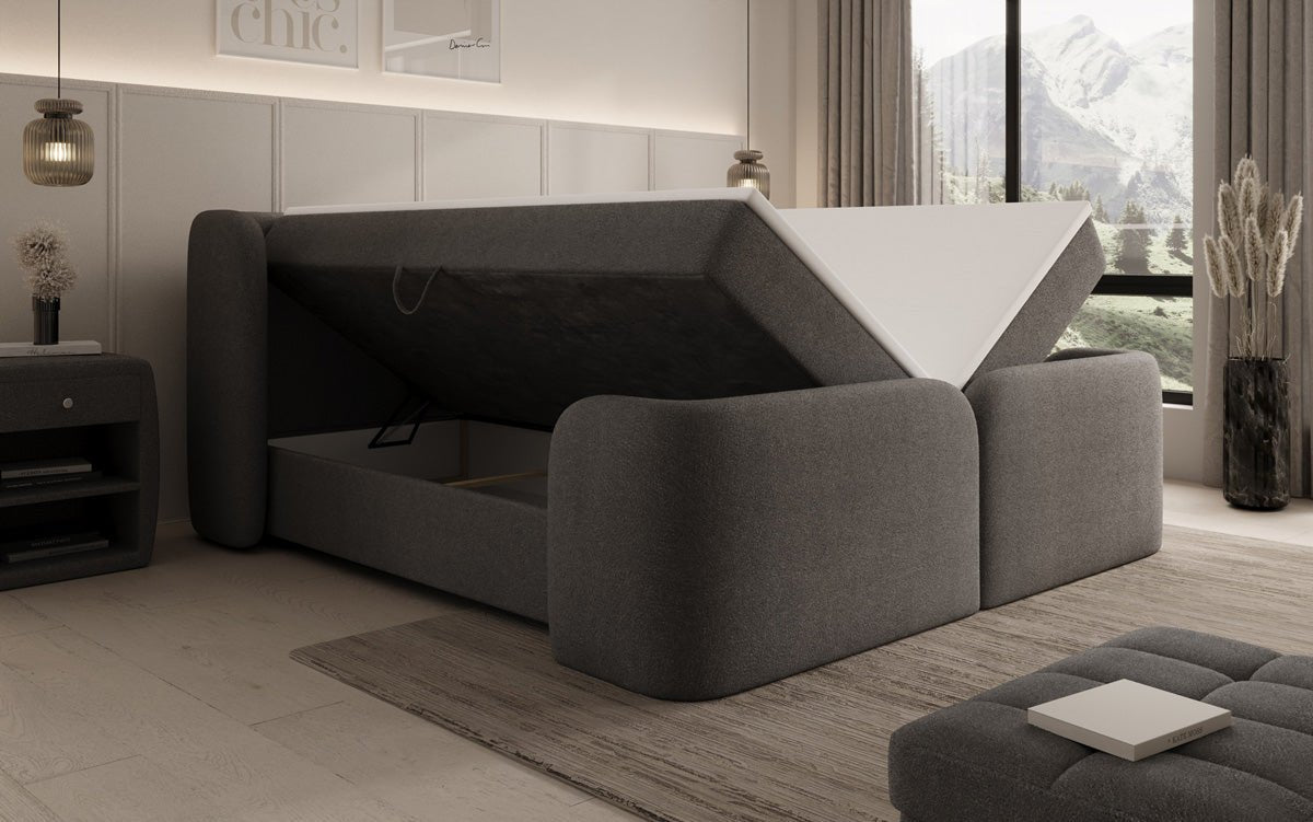 Box spring bed Riva Bouclé with storage space
