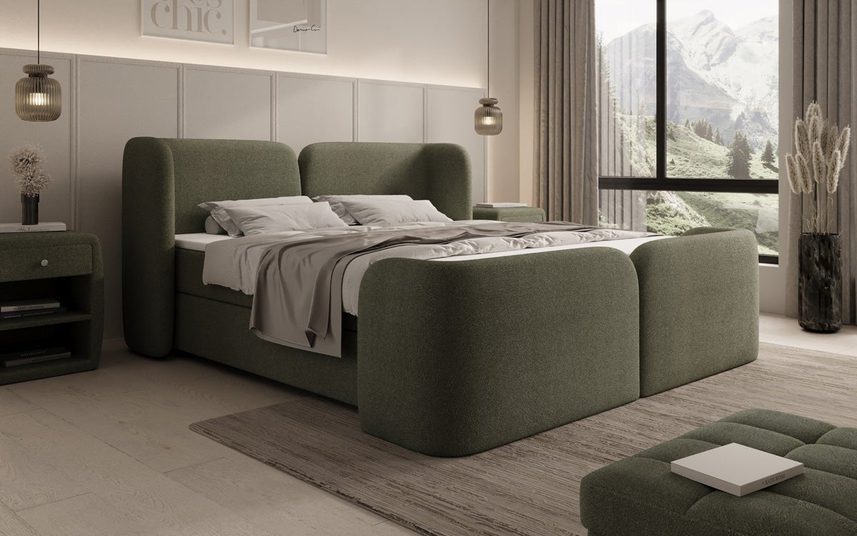 Box spring bed Riva Bouclé with storage space