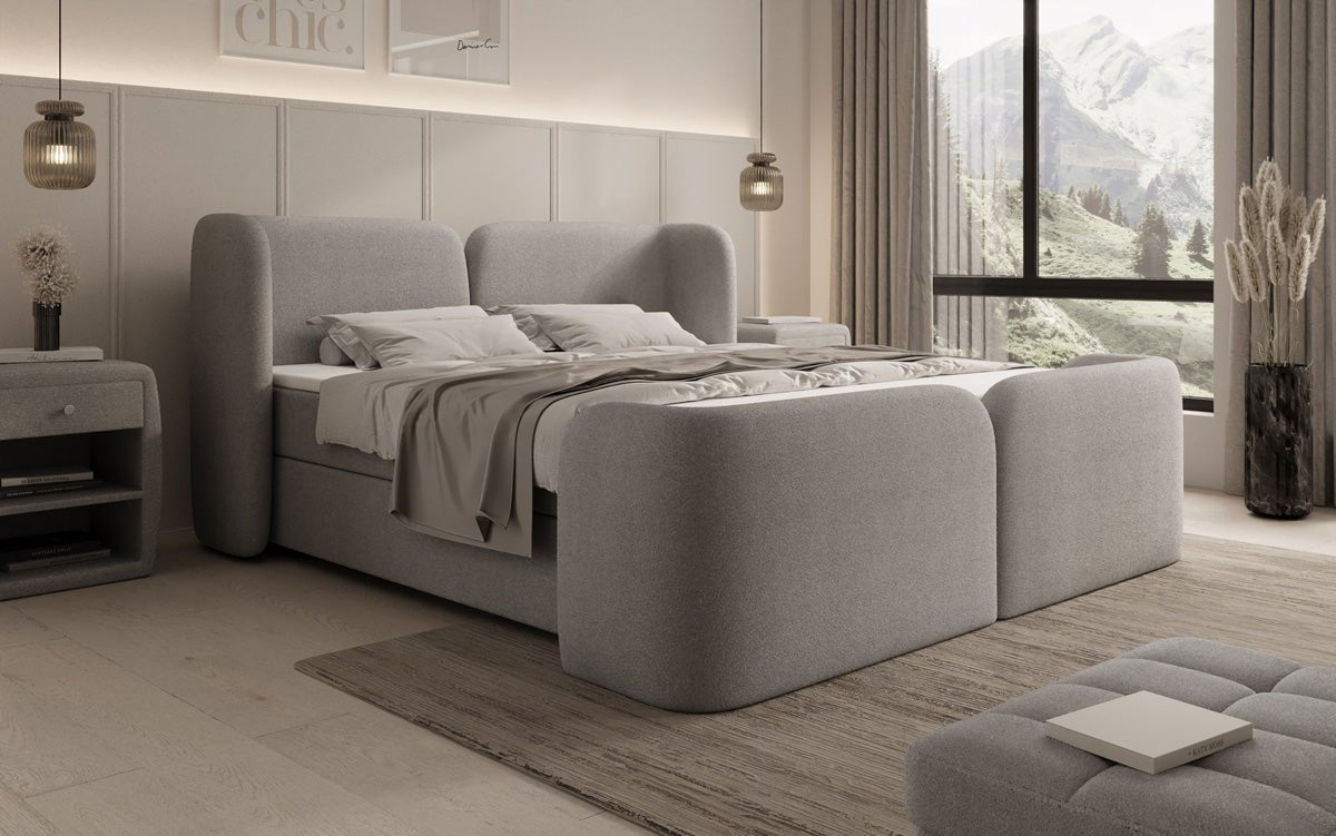 Box spring bed Riva Bouclé with storage space