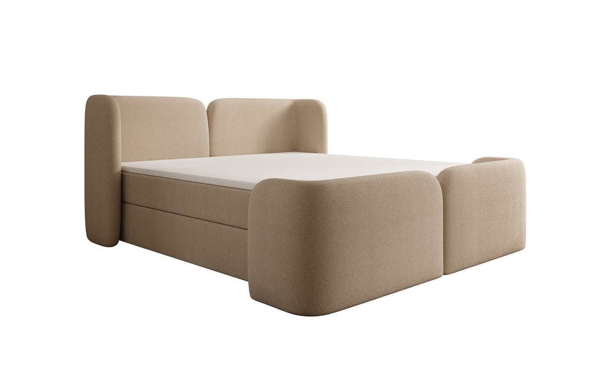 Box spring bed Riva Bouclé with storage space