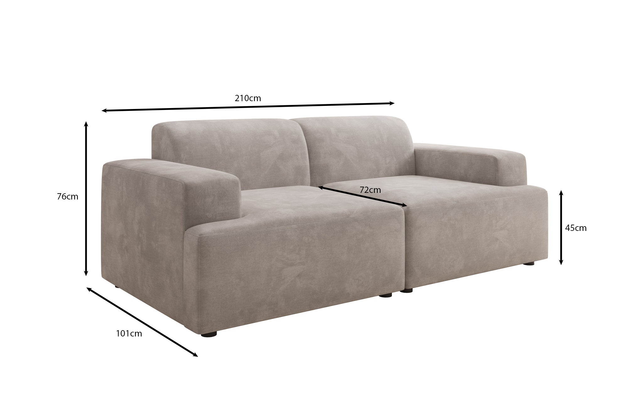 Designer 2 Sitzer Sofa Monza  in Samt