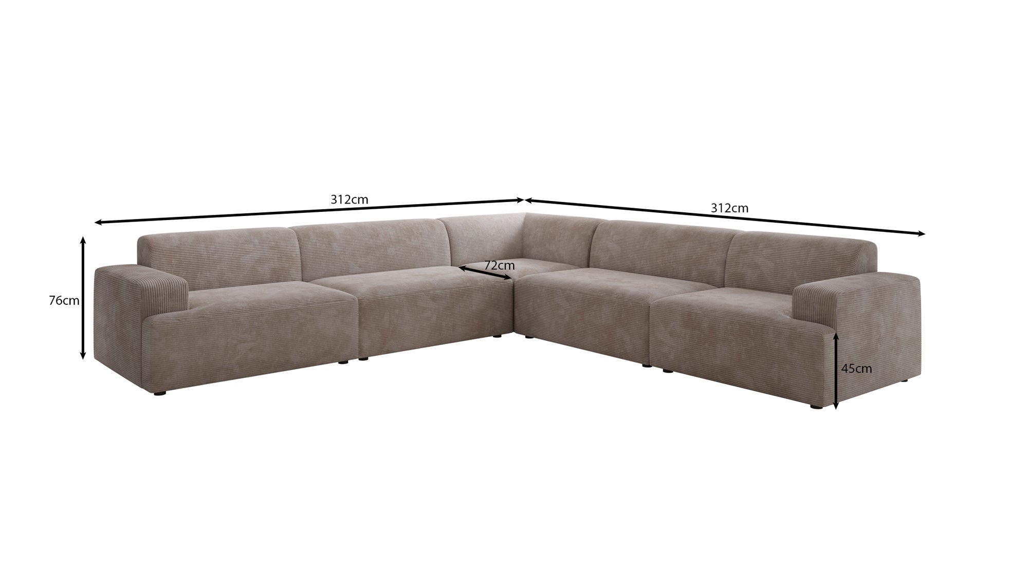 Designer Sofa Monza Living Landscape L XXL in Corduroy