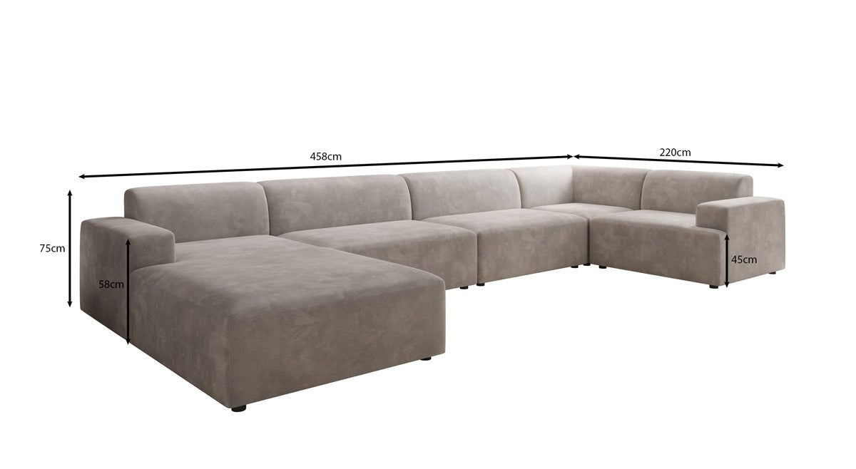 Designer Sofa Monza U XXL in Velvet