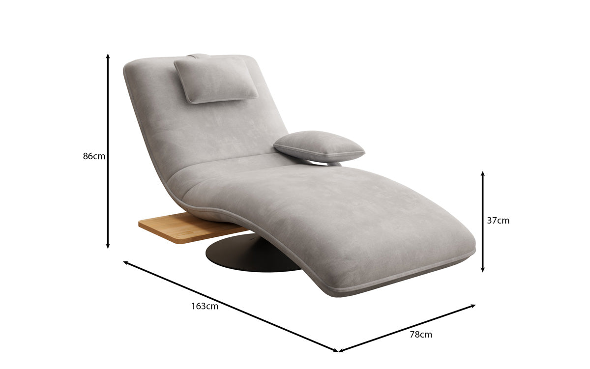 Designer Relax Lounger Velour Velvet with Swivel Function and Side Table